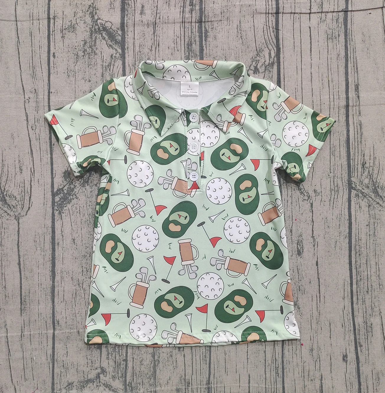 

Z1213-15 BT1586 Kids Spring Clothing Short Sleeve Golf Print Shirt Baby Boys Top