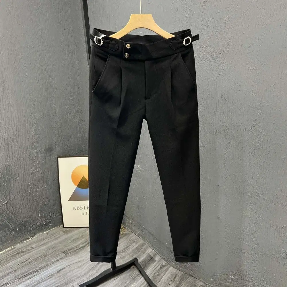 Naples Men's High-waisted Trousers 2025 New High-end Casual Trousers Korean Trendy Work Straight-leg Business Suit Pants view 6