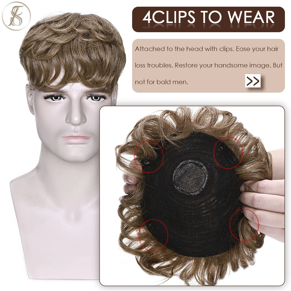 TESS Herren-Haarersatzsystem, 35 g, Herren-Toupet, 16 x 19 cm, Echthaar-Perücke, Herren-Kapillarprothese, männliche Clip-in-Haarverlängerungen – Detail 6