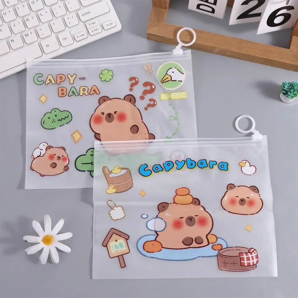 Large-capacity Capybara Transparent File Bag Zippered Light and Portable Test Paper Storage Bag Waterproof File Organizer