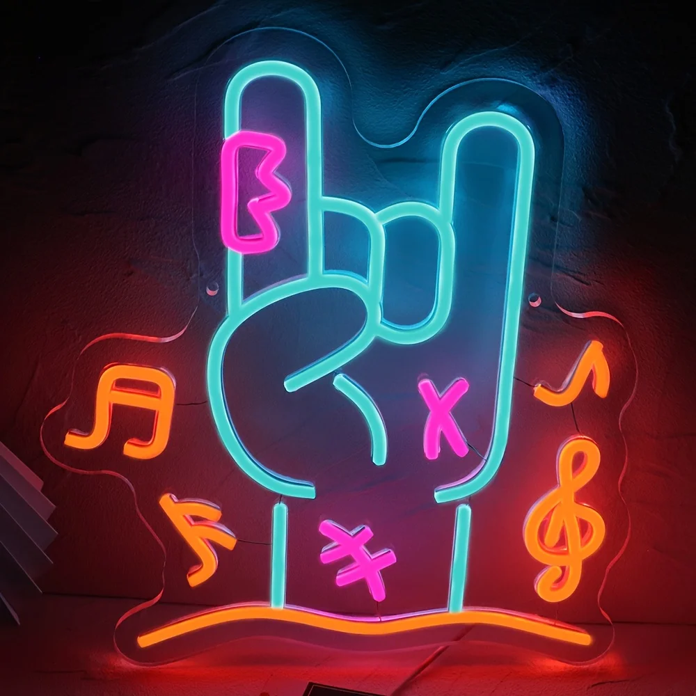 

Rock Gesture Neon Light LED Neon Light for Wall Decor USB Powered for Bedroom Gameroom Livingoom Man Cave Kid Birthday Gifts