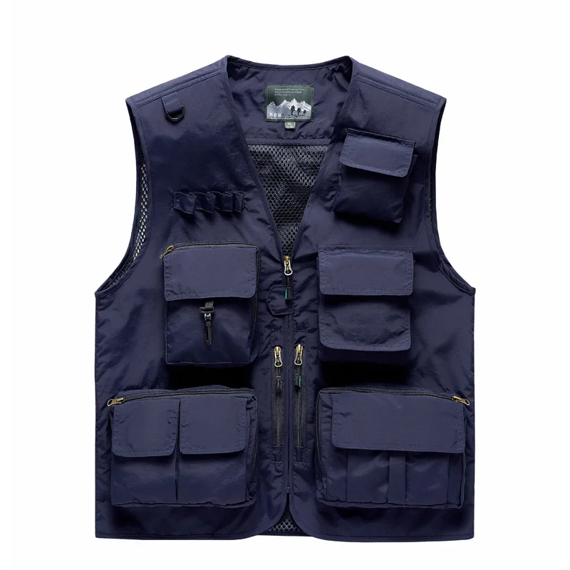 BOLUBAO-Gilet Multi-Poches en Maille Respirante pour Homme, Gilet Décontracté, Poignées Amovibles, Pêche, Alpinisme en Plein Air, Tendance Fine