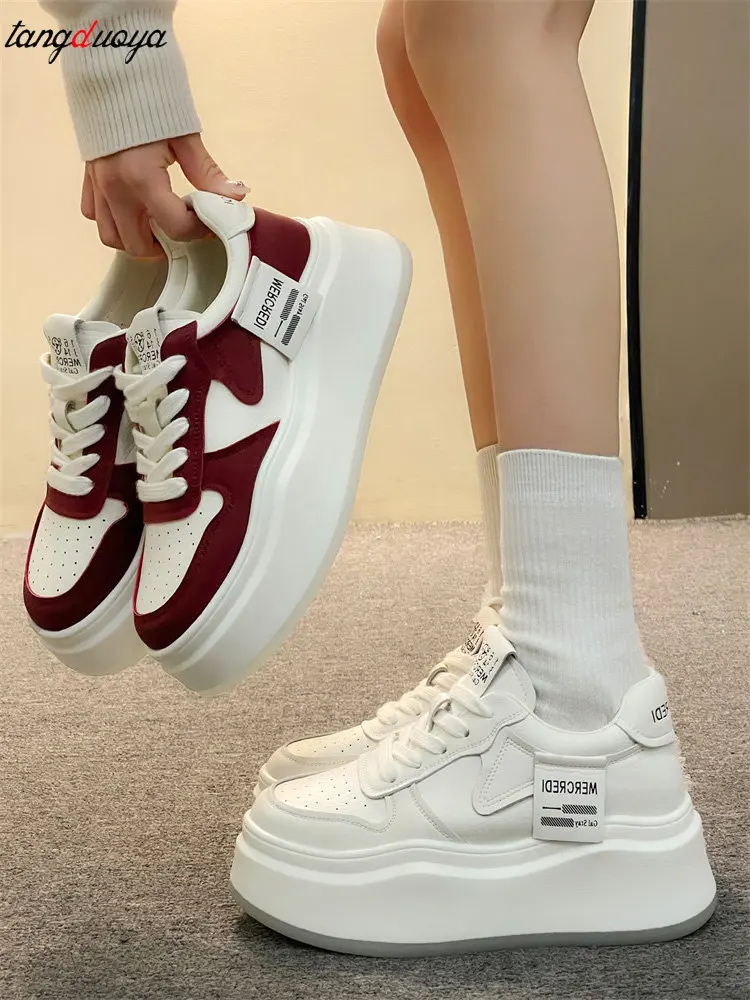 Women's Sneakers platform red Casual Shoes Women Fashion Thick Bottom Vulcanize Shoes Girls College Style Casual Walking Shoes