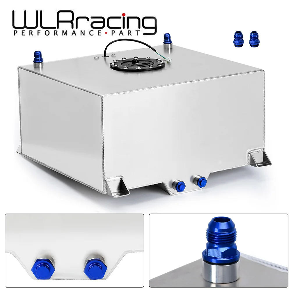 

WLR - Silver 60L Aluminium Fuel Surge Tank With Sensor Fuel Cell 60L With Cap And Foam Inside AN10 fittings WLR-TK41