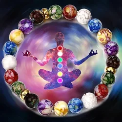 7 Chakra Reiki Healing Stone Bracelet Yoga Balance Energy Beads Volcanic Stone Bracelet Necklace Jewelry Bangle Bracelets Women