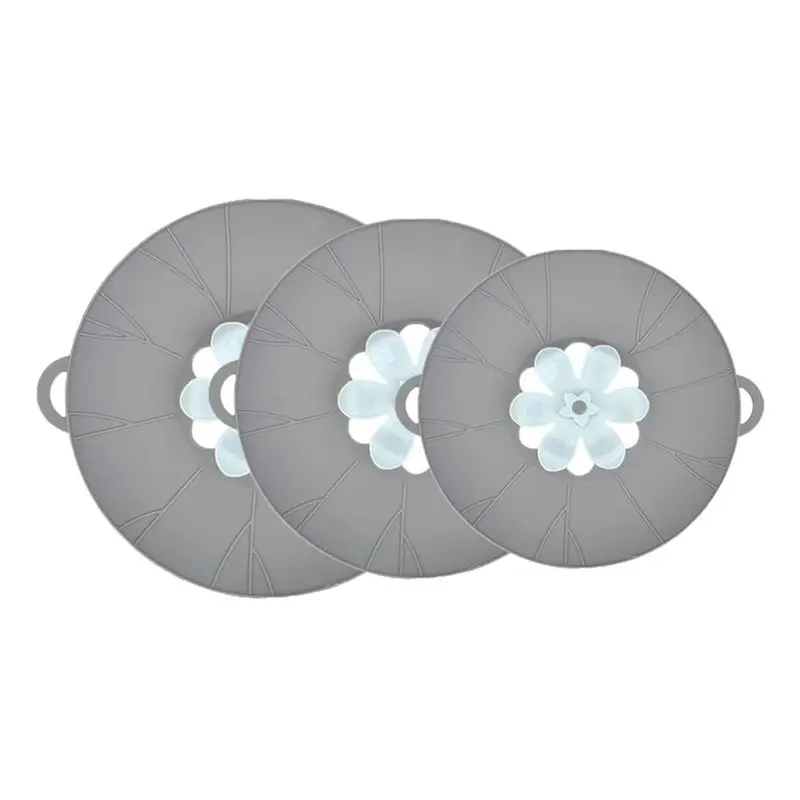 WORTHOWN-Boil Safe Guard, Reusable Heat Resistant Lids(3Pcs), Microwave Splatter Cover Silicone Lid Set, Safeguard Spill Stopper