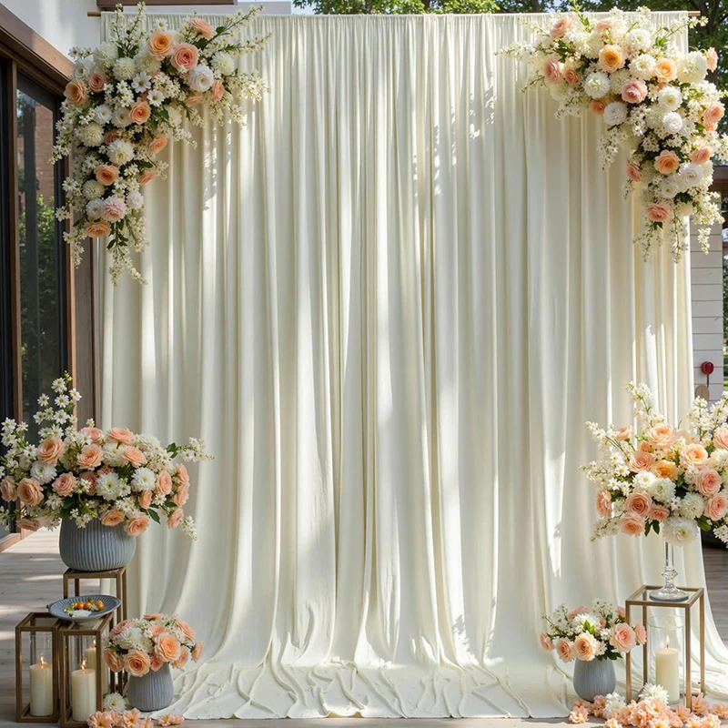 1 paneel witte achtergrond plafondgordijnen kreukvrij tent staaf zakgordijnen stof voor huwelijksceremonie verjaardagsfeestje decoratie