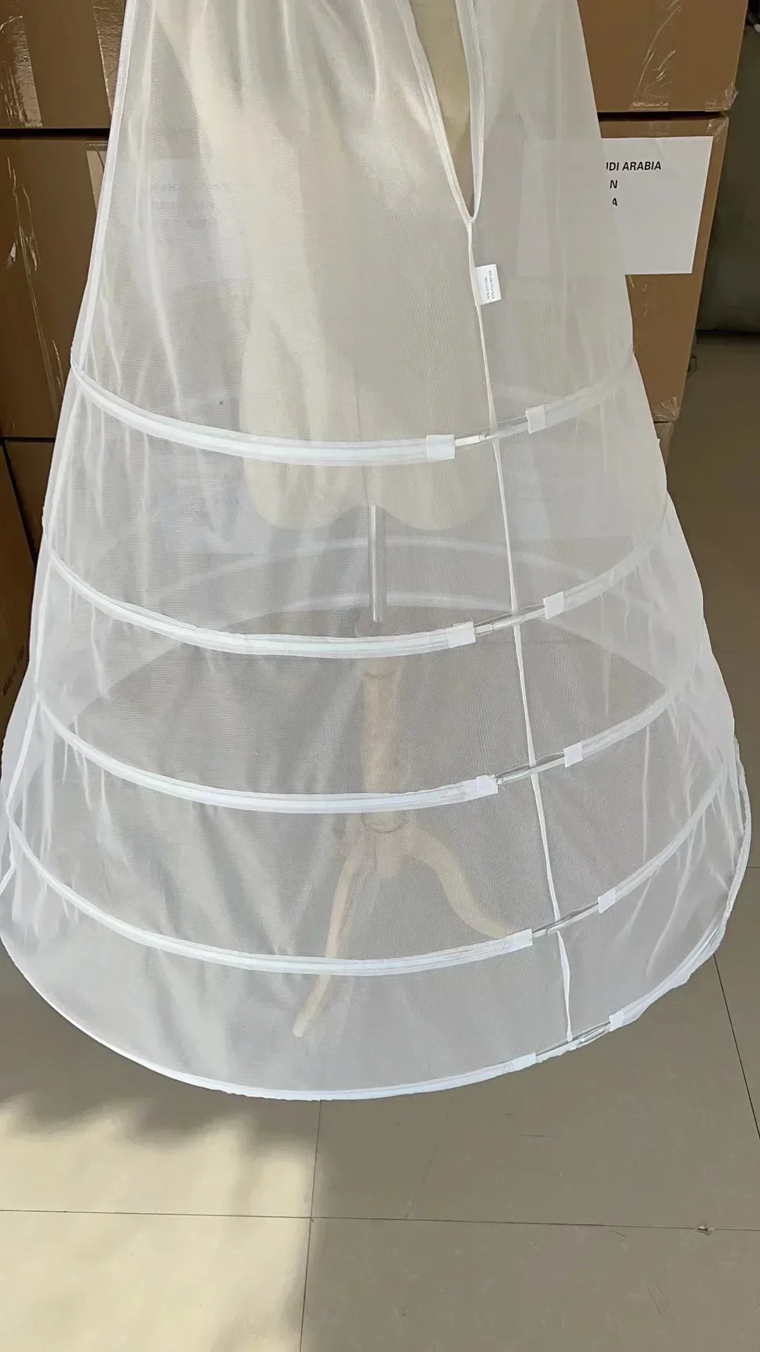 New White Women's 5-Hoop Ballgown Floor Length Wedding Ballgown Petticoat Underskirt Crinoline Waistband