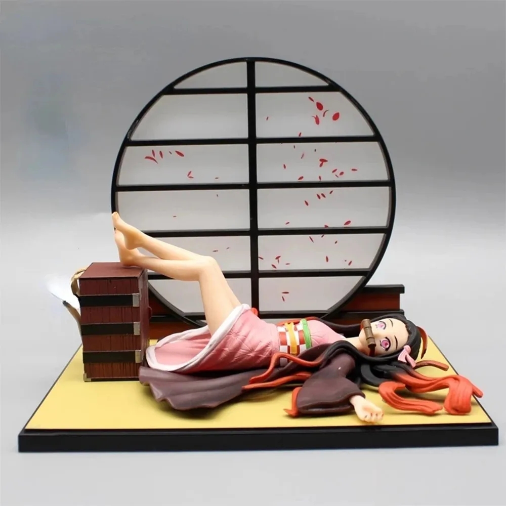 Demon Slayer Anime PVC Action Figure, Blade Lying, Kamado Nezuko, Decoração, Modelo de Coleção, Brinquedos para Crianças, Presentes de Aniversário