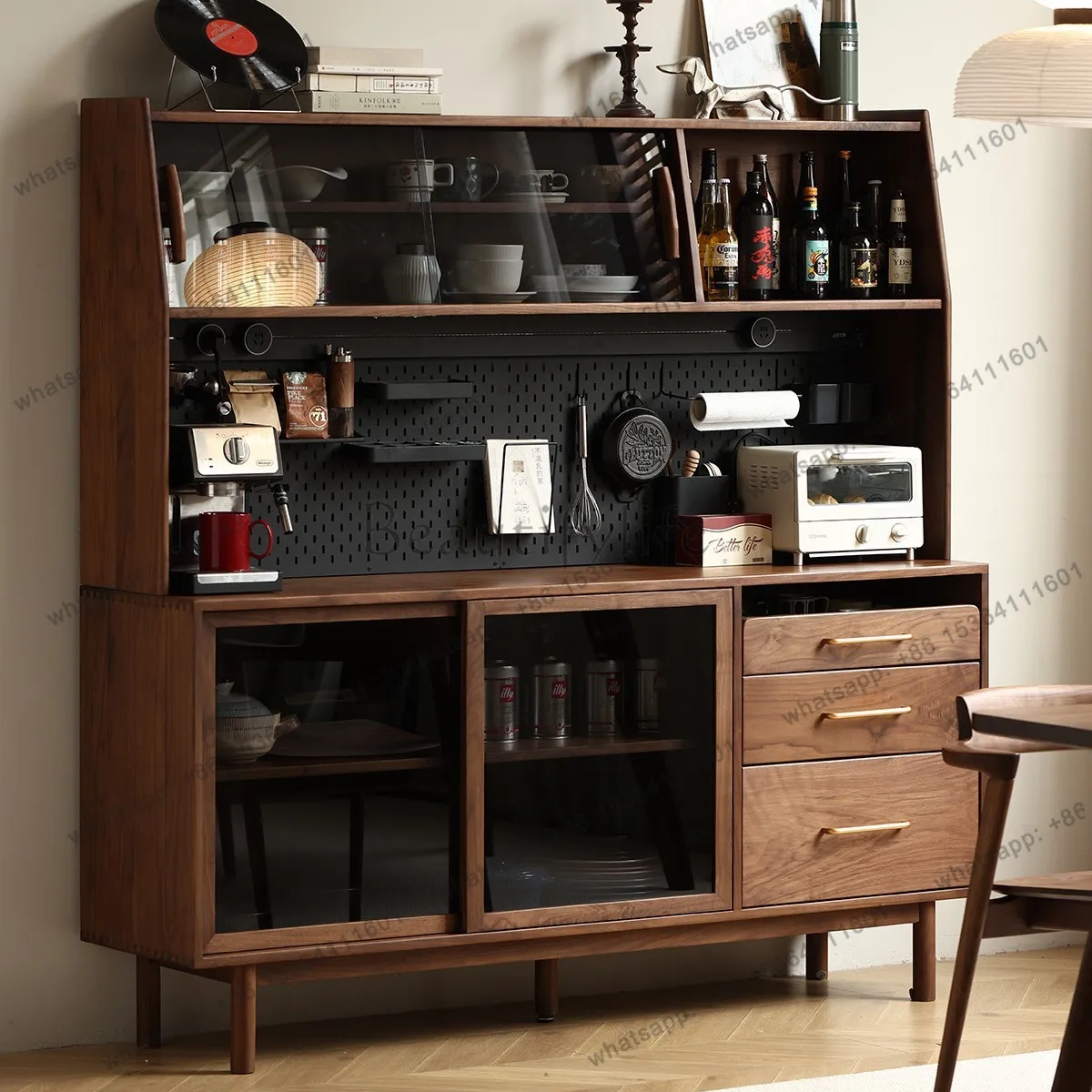 Factory Direct Sales North American Black Walnut Wine Cabinet Storage Nordic Modern Solid Wood Storage Cabinet