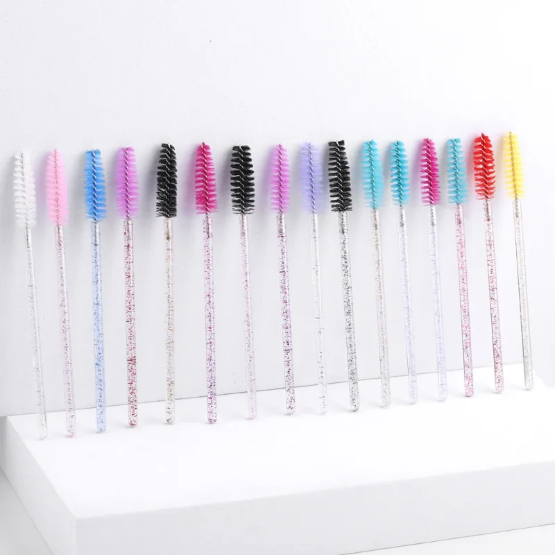 Wholesale 50pcs Disposable EyelashBrushes ExtensionCrystal Eyebrow Brush Mascara Wand Eye Lashes Cosmetic Tool Set Makeup Beauty