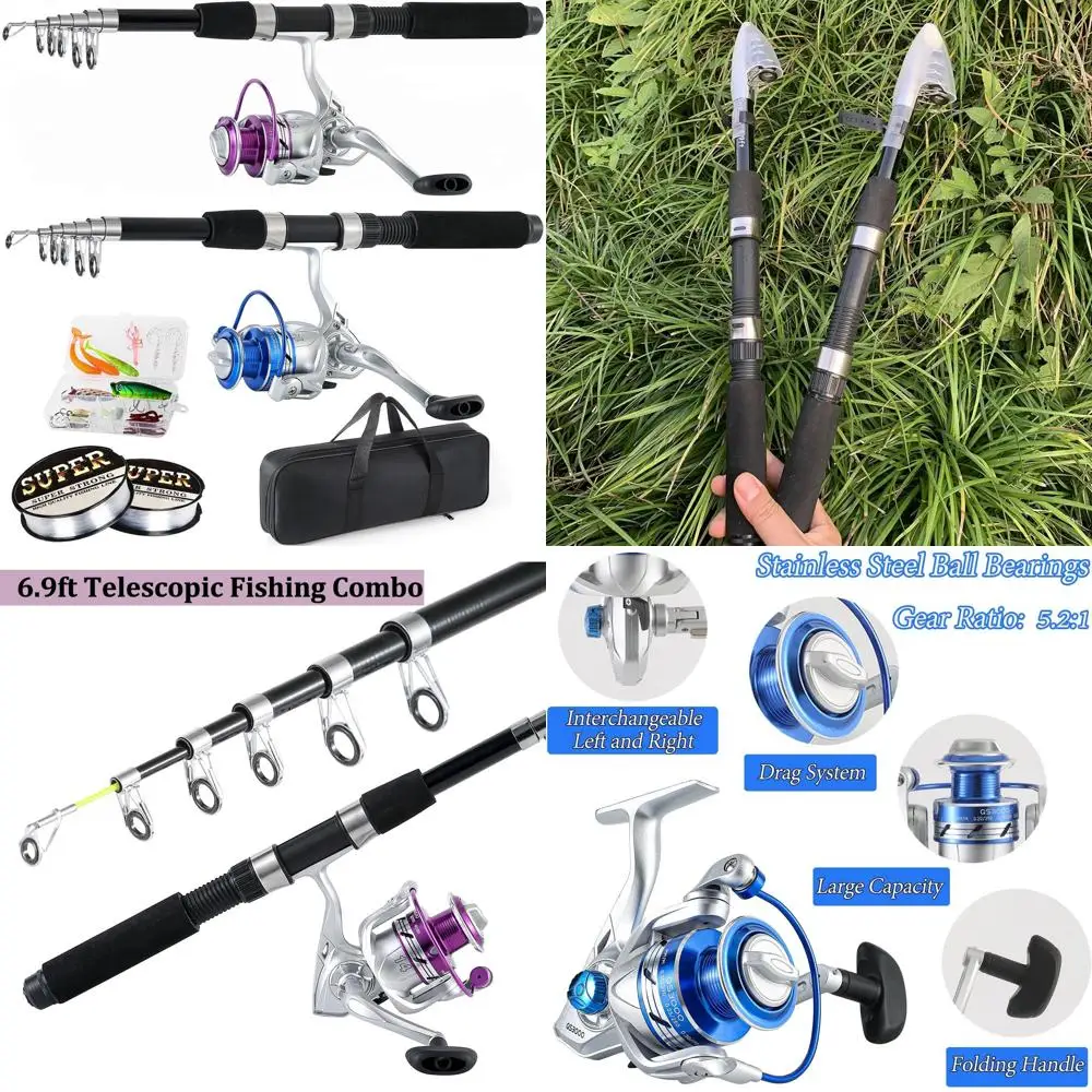 

Телескопический рыболовный набор из 2-х секций, складные удилища 6,9 футов со спиннинговыми катушками, комплект для пресноводной рыбалки с сумкой