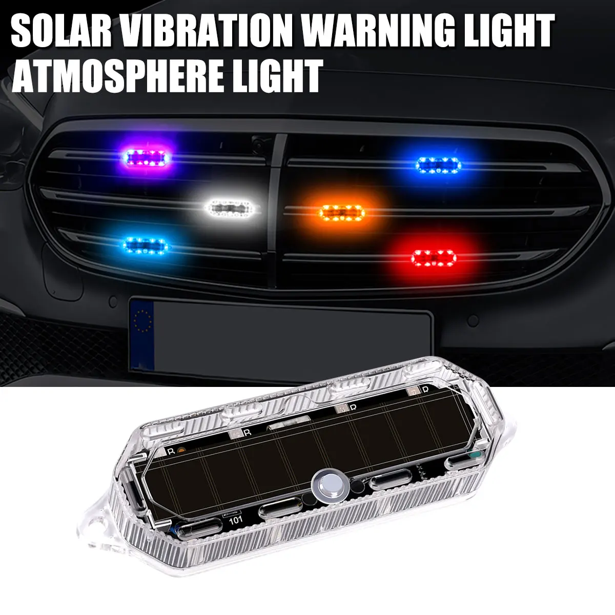 

1/3/5PCS Solar Wireless LED Car Front Grille Anti-collision Strobe Warning Light Signal Lamp Waterproof for Motorcycle Car Truck
