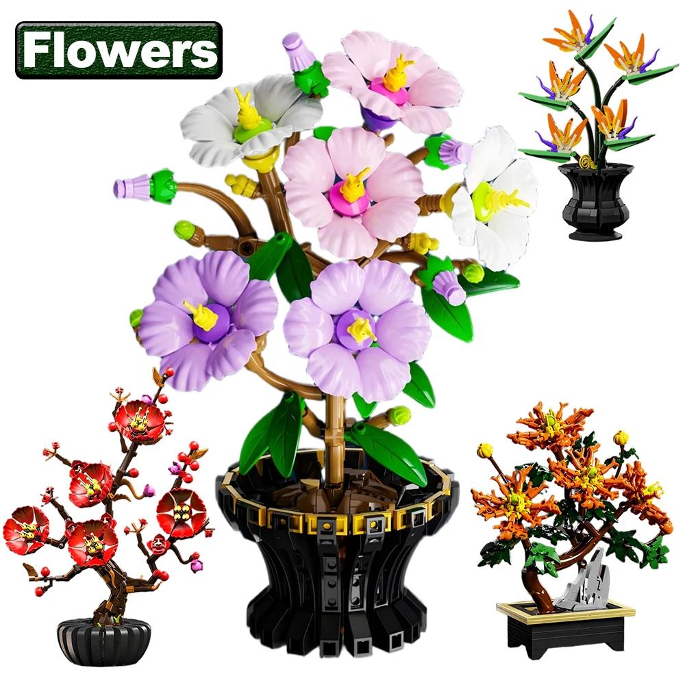 

Конструктор MOC из стабилизированных цветов: строительные блоки для декора дома и города, цветы Райской птицы, хризантемы, цветы сливы. Игрушки-конструкторы для детей, подарок для самостоятельной сборки.