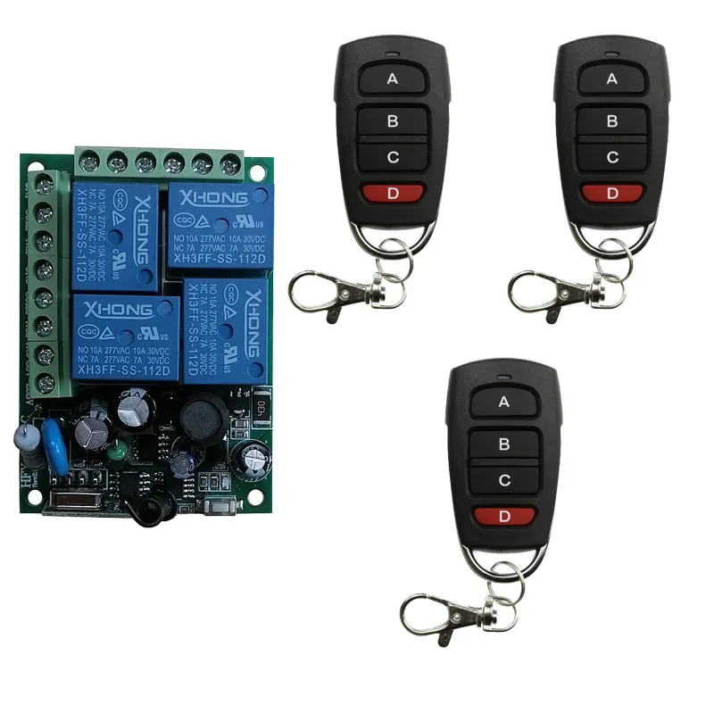 Smart Multiple AC110V 220V 433 MHz 4CH 4 Channel Wireless Radio Relay RF Remote Control Switch Receiver+Transmitter For garage