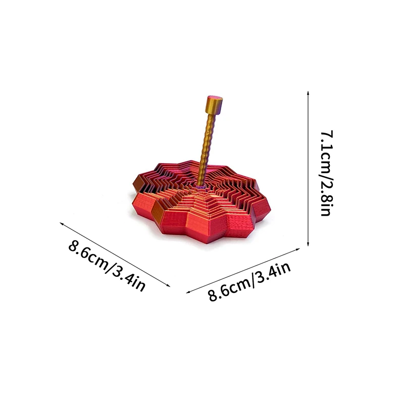 3D-gedruckter erweiterter sensorischer Fidget-Stern, erweiterbares 4,33-Zoll-Fraktal-Fidget-Spielzeug, achteckig, mit abnehmbarem Griff