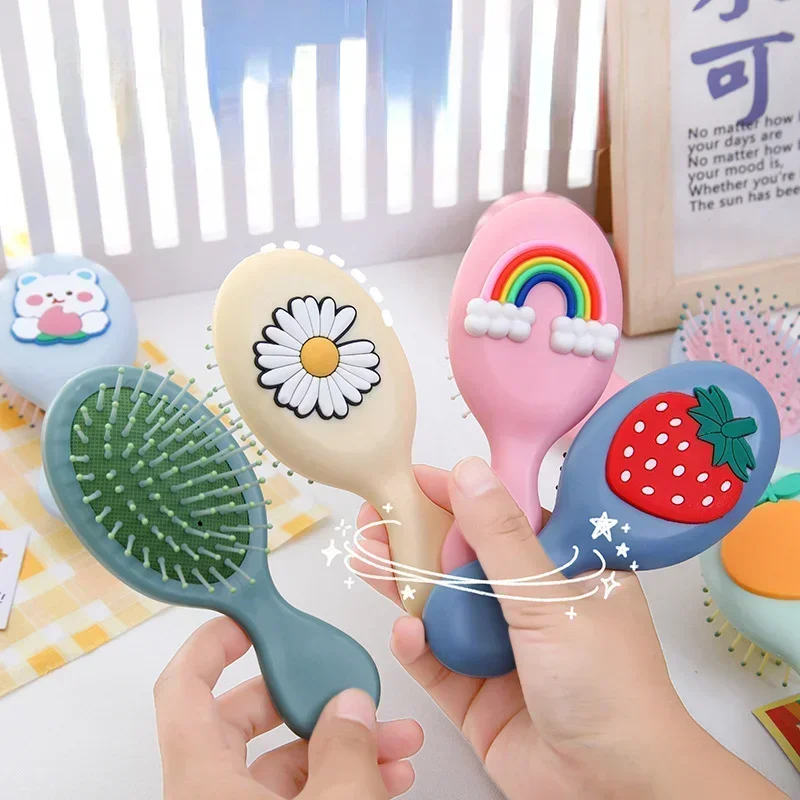 Kids Hair Combs Hair Brushes Child Portable Anti-static Comfortable Head Massage Combs Baby Boys Girls Hair Comb Orange Rainbow