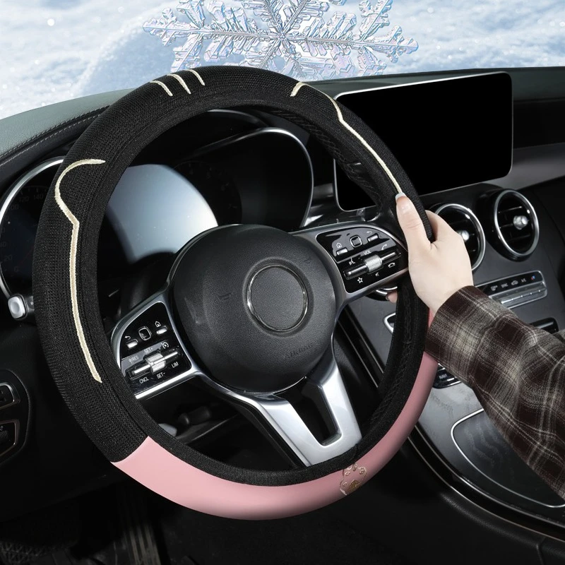 Funda elástica para volante de dibujos animados, Universal de 15 pulgadas, tela de seda refrescante transpirable con forro antideslizante, fácil de llevar