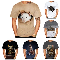 Men Fashion Print Rat T-shirts 3D Animal Harajuku Street Style Short Sleeve Unisex Cool T Shirt