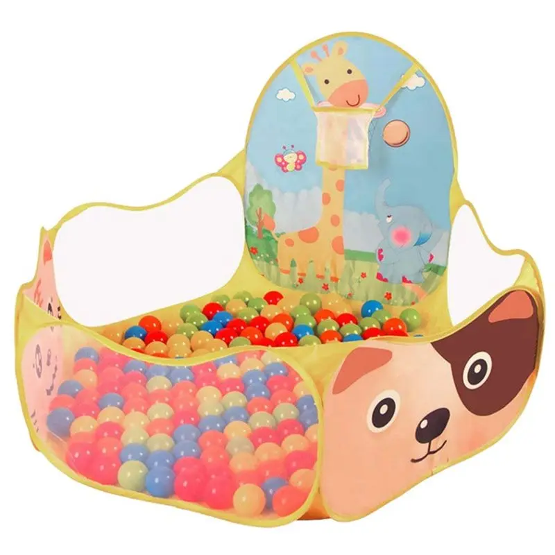 L81A 2025-2X piscine à balles pour bébé, tente de jeu pour bébé, piscine océanique Portable et cerceau de basket-ball, thème Animal