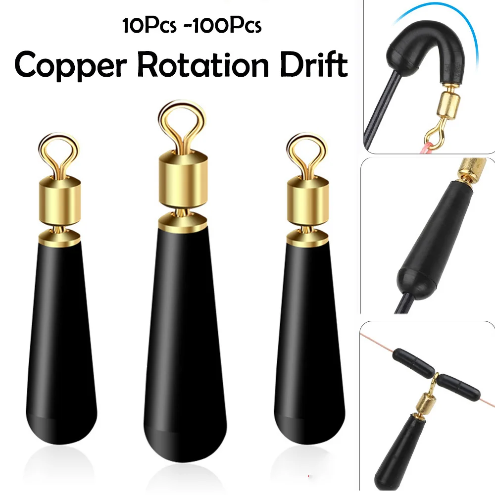 10 20 50 Pcs Fishing Gear Block Rotation Drift Fishing Floats Accessory Bobber Copper Rubber Tools Fish Float Fishing Float Base