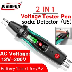 WINAPEX 218A 12-300V AC Intelligent Voltage Tester Pen Socket Tester 2 in 1 Power Polarity Breakpoint Null Fire Wire Detector