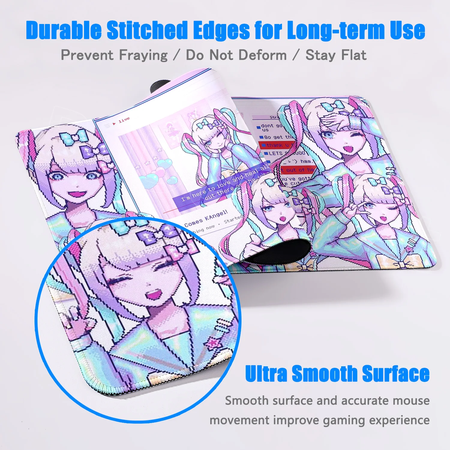 Podkładka pod mysz NEEDY GIRL OVERDOSE, kawaii, anime, duża, antypoślizgowa, gumowa, XXL, akcesoria do gier komputerowych, mata na biurko pod klawiaturę — zdjęcie produktu 4