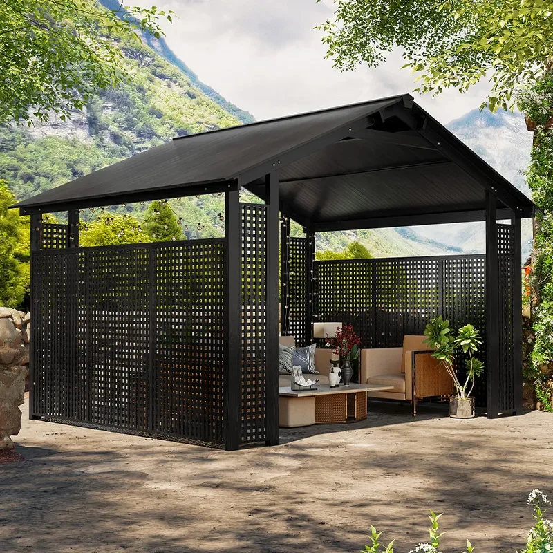 For Outdoor Villa Solid Wood Sunroom Small Yard Pavilion Shelf Anticorrosive Wooden Courtyard Gazebo Internet Celebrity Style