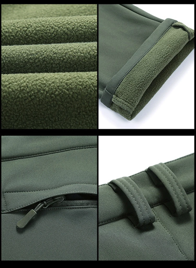 TRVLWEGO Dicke, warme Fleece-Wanderhose für Herren, Winter, winddicht, für den Außenbereich, Softshell, Regen, Trekking, Camping, Skihose – Detail 9