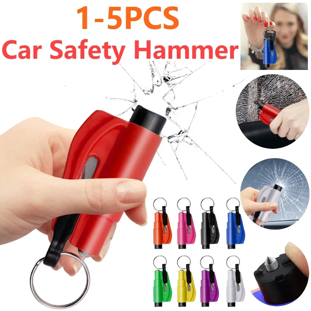 1-5PCS Compact Car Safety Hammer, Window Breaker & Seat Belt Cutter, Emergency Rescue Tool for Vehicle Accessories