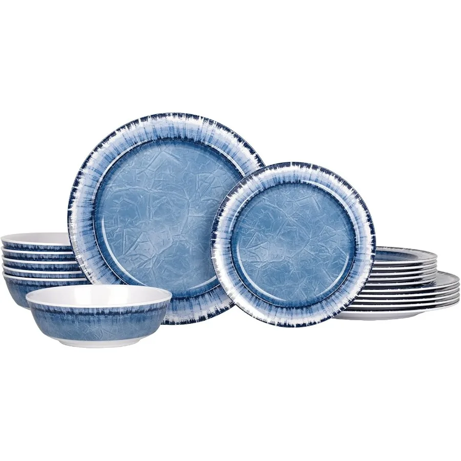 

Melamine Dinnerware Set of 18 Pcs Dinner Dishes Set for Indoor and Outdoor Use Dishwasher Safe Lightweight Unbreakable BPA Free
