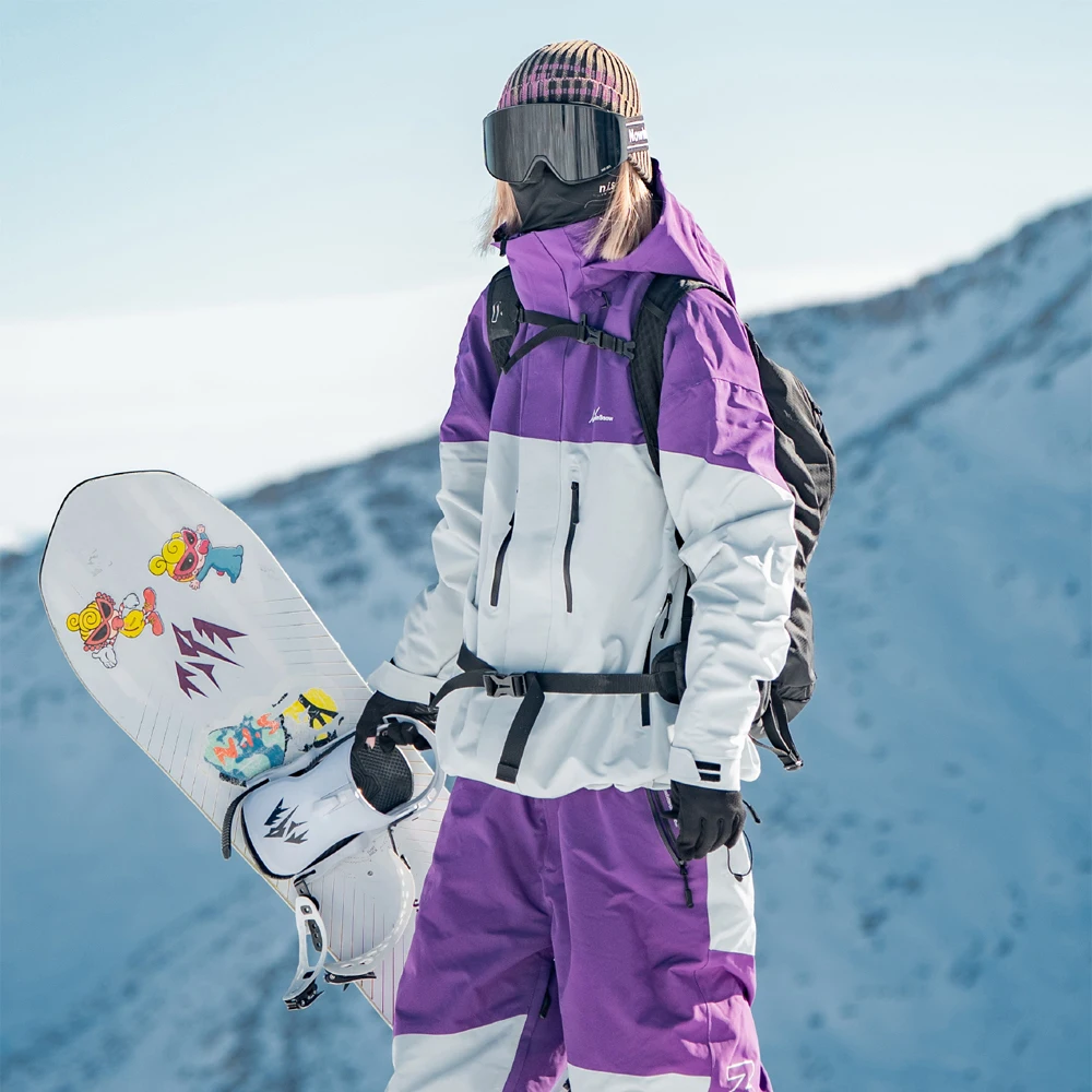 

Nu-June Thermal Ski Suit for Unisex, Winter Snowboard Wear Windproof Jacket Pants Set, Men Thermal Insulated Overalls Jumpsuit