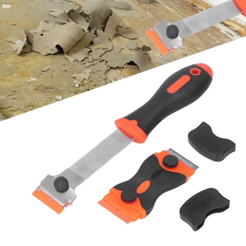 32 Pcs/Set Razor Blade Scraper Kit Long Handle And Double Edged Scrape Knives With Blades For Wall Glass