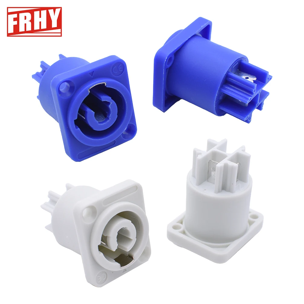 5 Pcs White Blue 3-Pin AC Powercon Male Connector Plug 20A/250V Output Input Socket Compatible for Stage Lighting/LED Screen