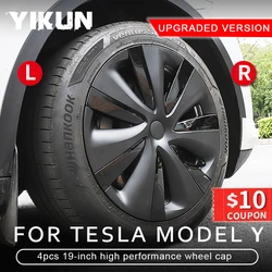 4 Uds tapacubos rendimiento tapa de rueda de repuesto tapacubos de automóvil cubierta de llanta completa accesorios de 19 pulgadas para Tesla modelo Y 2019-2024