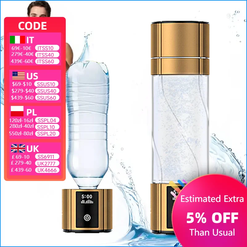 

300ML Hydrogen-Rich Water Cup Electric Hydrogen Rich Water Generator Bottle Titanium Quality Filter Portable Antioxidant Lonizer