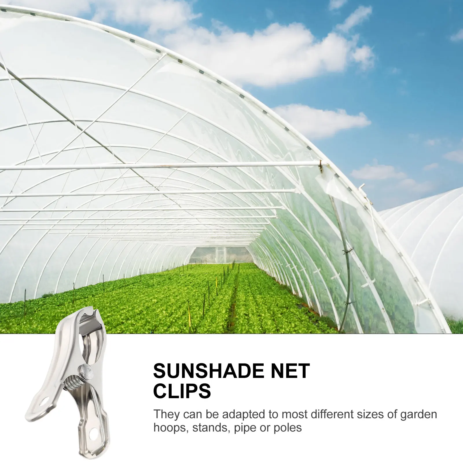 

20pcs Garden Clips Stainless Steel Strong Windproof Greenhouse Clamps for Netting Cloth Sunshade Shading Durable Large Size