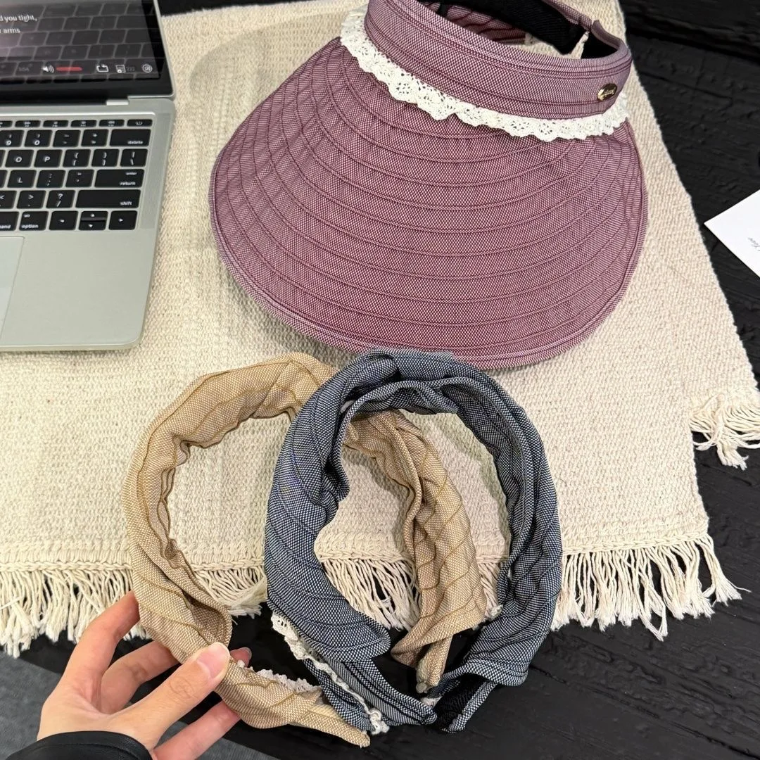 One Hat Fits Multiple Situations! Large Brim Lace-Trimmed Sunshade Visor Hat, Foldable, Uv Protection + Breathable, Won'T Make You Feel Stuffy, Perfect for Commuting/Daily Outings, Effortlessly Exudes a Gentle Vibe