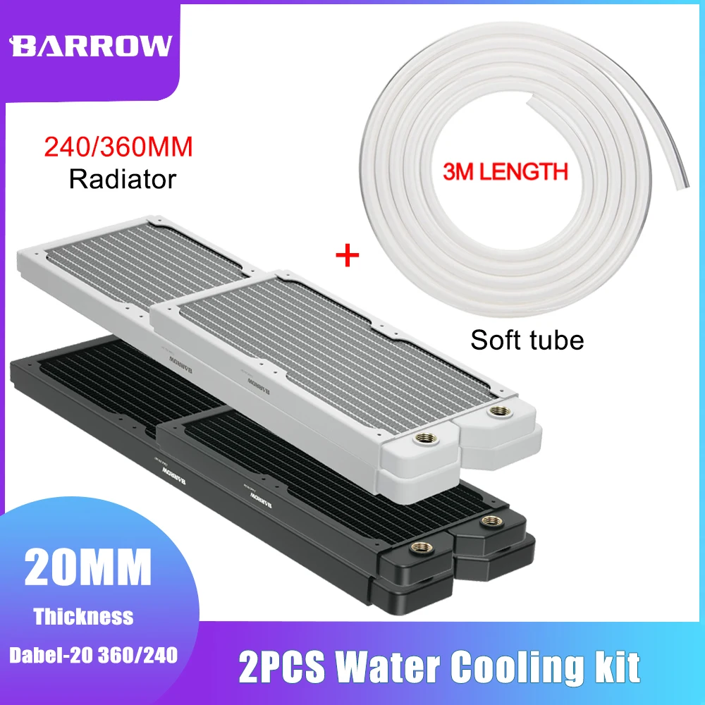 

BARROW 240/360 мм кулер для водяного охлаждения компьютера с 3-метровой мягкой трубкой толщиной 20 мм медный теплообменник для водяного кулера ЦП