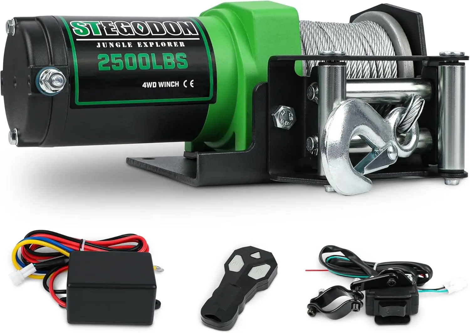 

2500 lb. ATV/UTV Electric Winch 12V Waterproof Steel Cable Winch Electric Winch with Wired Remote and Wireless Remote