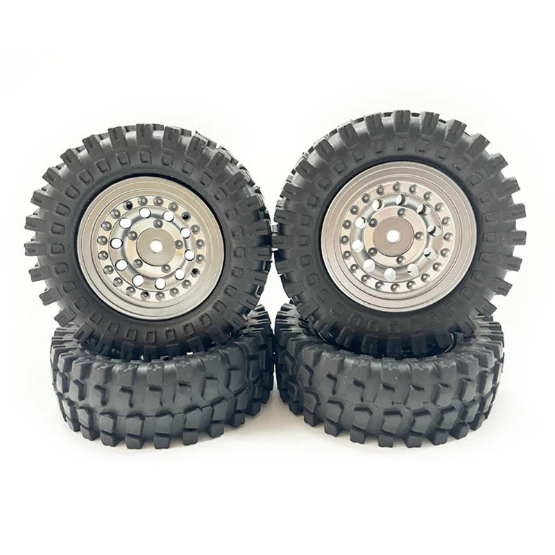 B-M 55Mm 360G 1.3Inch Beadlock Wheel Tires with Brass Ring for 1/24 RC Crawler Car Axial SCX24 FMS FCX24 Enduro24 Upgrades,2