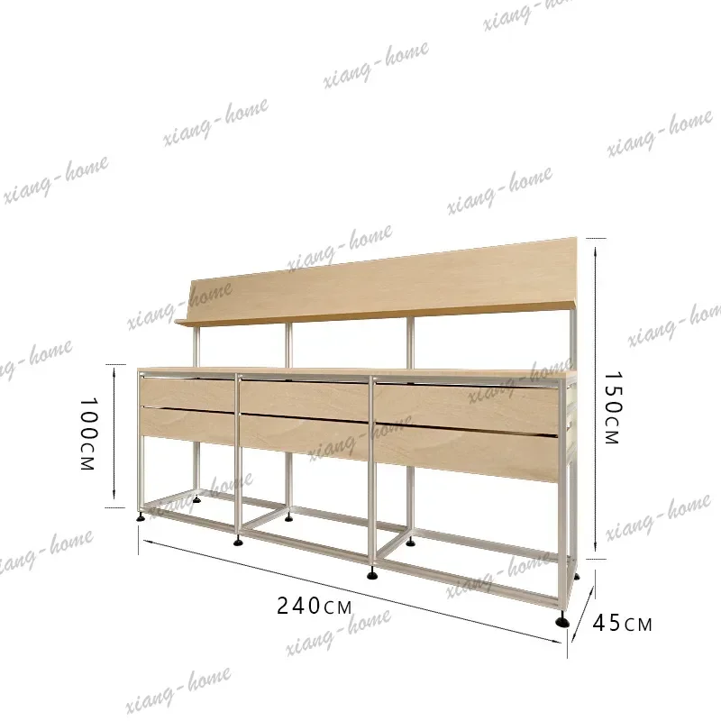 Aluminum Profile Marine Board Birch Wood File Drawer Display Sample Showcase Display Cabinet Storage