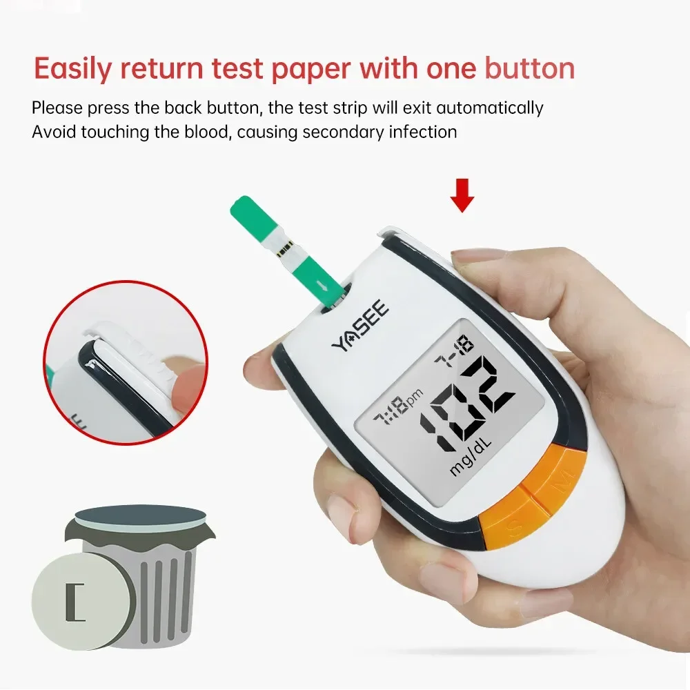 YASEE GLM-77 GLS-77 kan şekeri 100 adet Test şeridi + 100 adet Lancet bloed glikoz test şeridi yasee gls-77 sağlık monitörü