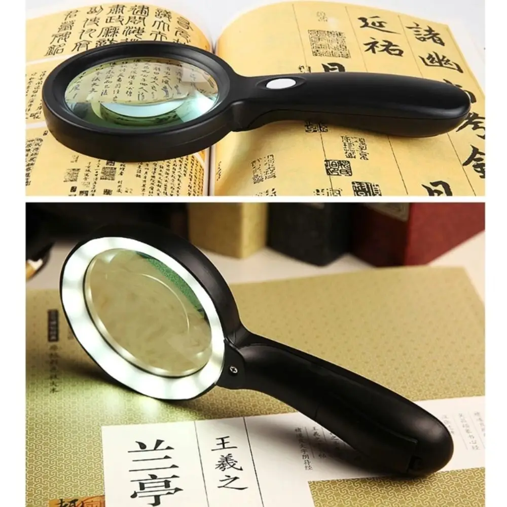 

With 2 LED Light Lighted Magnifying Glass Illumination Hand Held Hand Held Magnifying Glass Professional HD