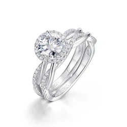 Full Moissanite2 Ring Band with Certificate Laboratory Diamond Women's Wedding Jewelry 18K Gold Plated S925 Silver