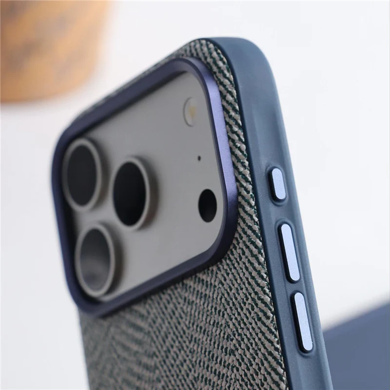 Luksusowe, technologiczne etui z płótna z magnetycznym zamknięciem do iPhone 18 Pro, 17 Pro, 16, 15, 17 Pro Max, kompatybilne z MagSafe, oryginalne, bezprzewodowe ładowanie, matowe. — zdjęcie produktu 4