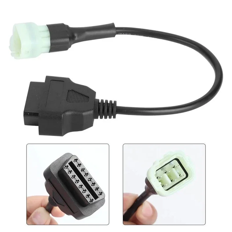 6 Pin to 16 Pin Adapter Cable OBD2 Engine Fault Diagnosis and Detector Connector Cable Fits for Motorcycles