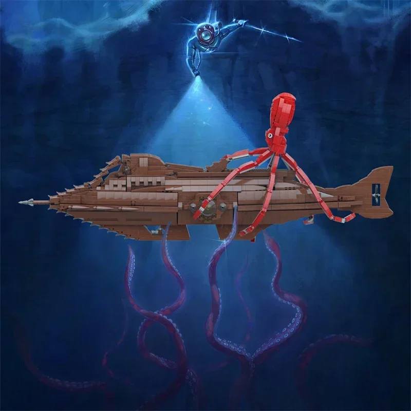 MOC 20000 Leaguesed Captain Nemo เรือเรือ Building Blocks ชุด Submarine Leagues ภายใต้ทะเลเรือ Nautilued อิฐของเล่นเด็ก