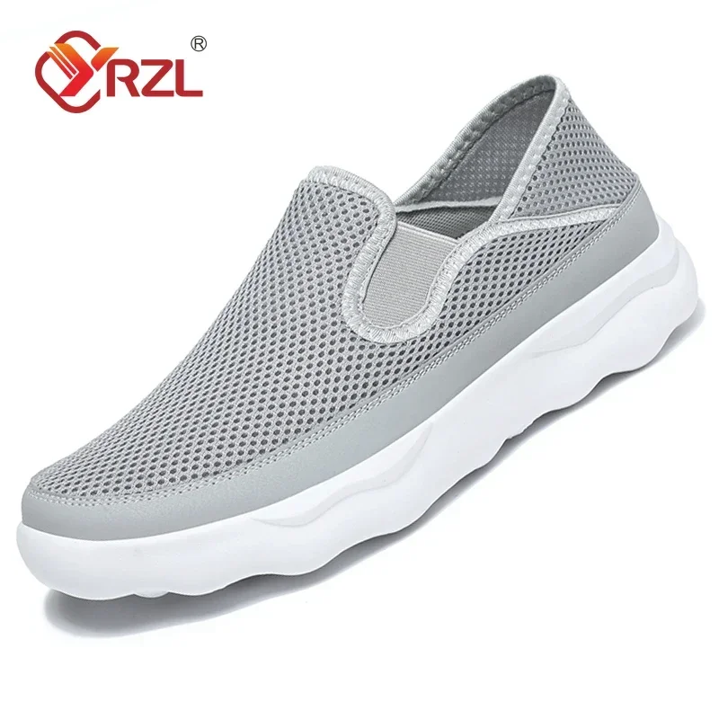 

YRZL Casual Men Shoes Mesh Breathable Loafers Man Lightweight Comfortable Walking Shoe Slip on Big Size 39-48 Driving Loafer Men