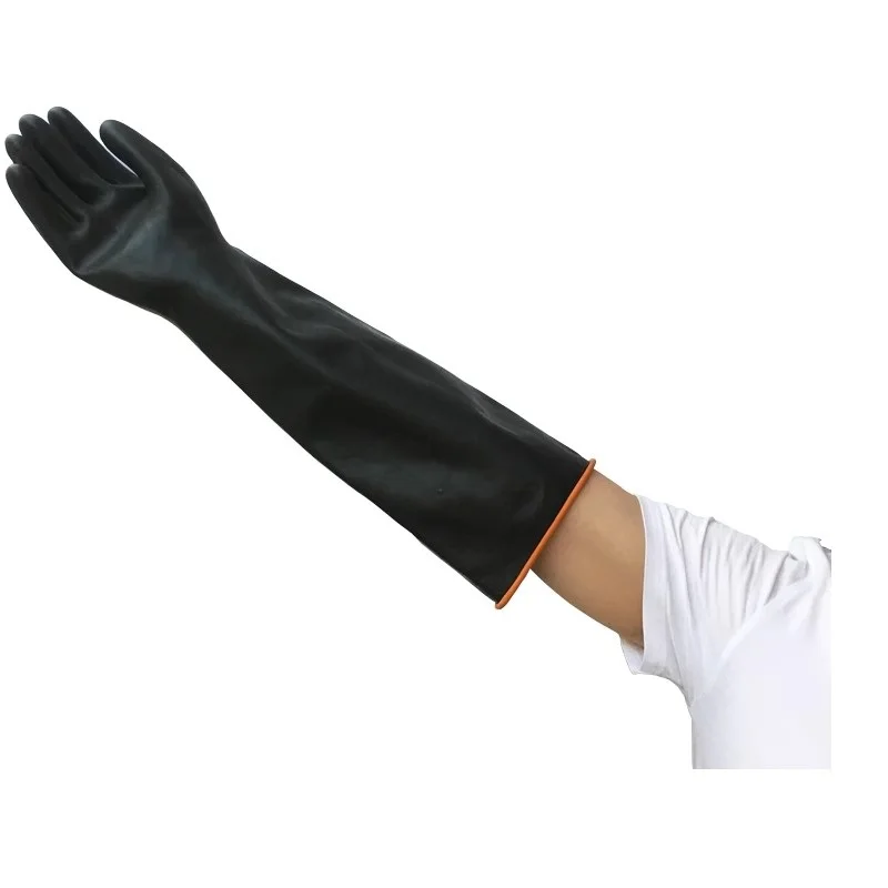

Black Color Rubber Gloves Long Ebow Length Industrial Stylish Chic Insulation Acid and Alkali Resistance Factory Use